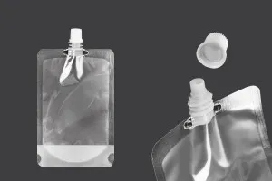 Transparent Doypack stand-up spout pouch with white cap, 300 ml - 50 pcs.-1