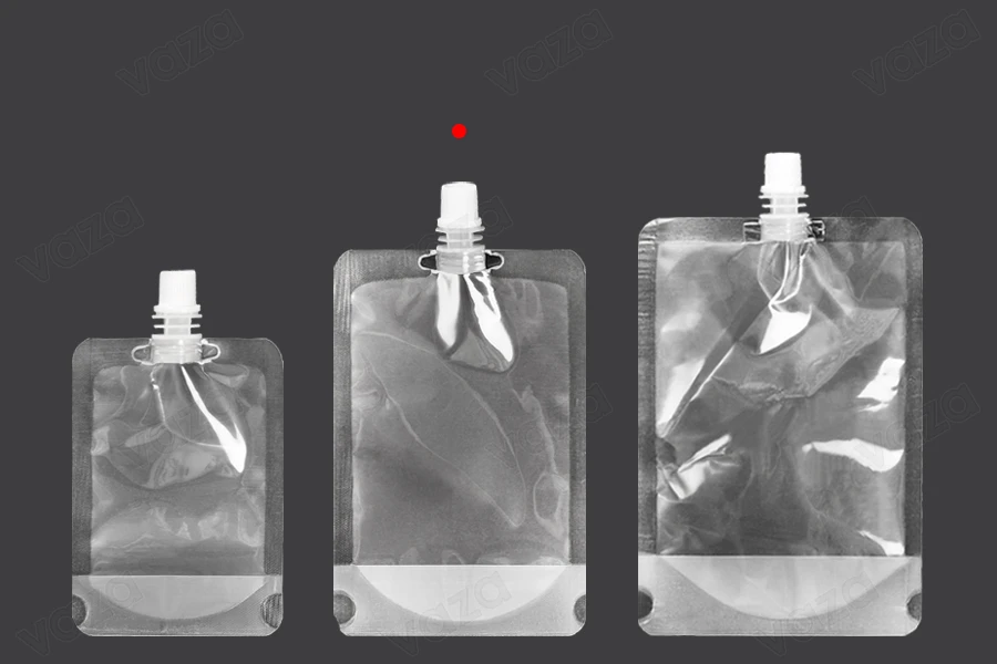 Συσκευασία (ασκός) τύπου Doy Pack διάφανη 300 ml με λευκό καπάκι ασφαλείας - 50 τμχ-εικόνα_διαστάσεις