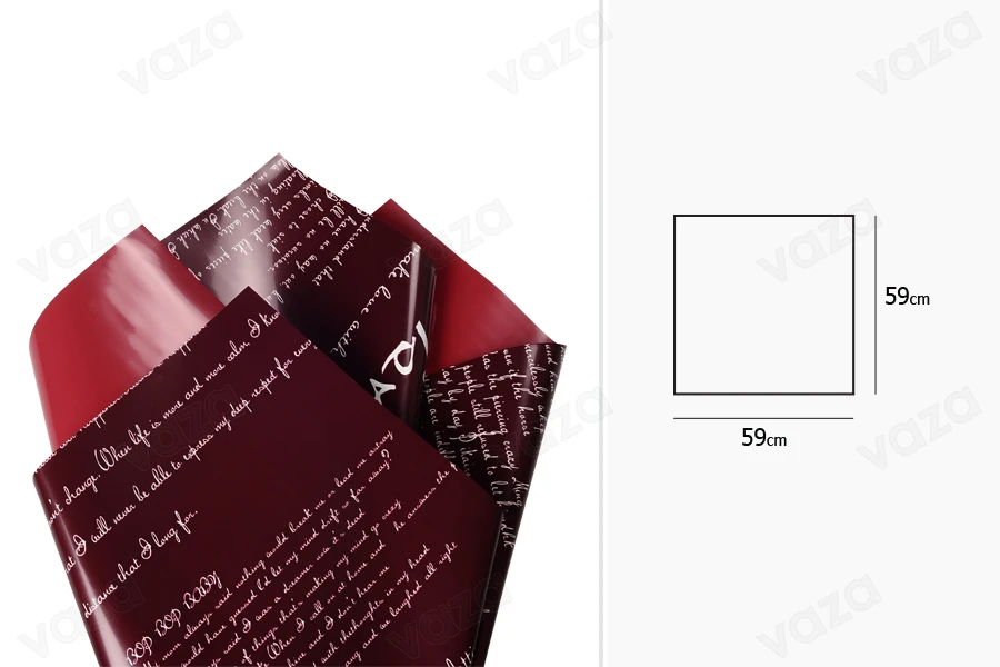 Φύλλα περιτυλίγματος γυαλιστερά 59x59 cm σε διάφορα χρώματα - 25 τμχ-εικόνα_διαστάσεις