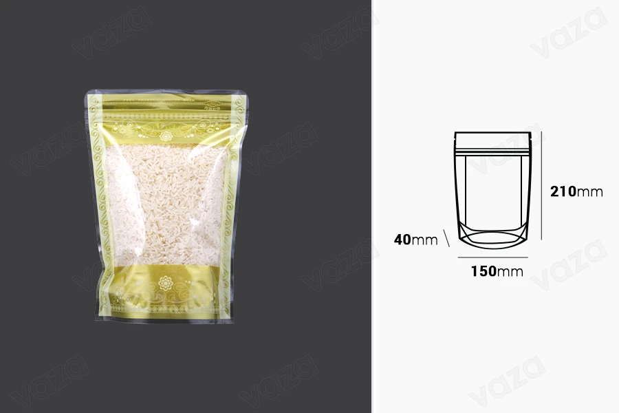 Σακουλάκια τύπου Doy Pack 150x40x210 mm διάφανα με κλείσιμο zip και δυνατότητα σφράγισης με θερμοκόλληση - 50 τμχ Σακουλάκια τύπου Doy Pack 150x40x210 mm διάφανα με κλείσιμο zip και δυνατότητα σφράγισης με θερμοκόλληση - 50 τμχ-εικόνα_διαστάσεις