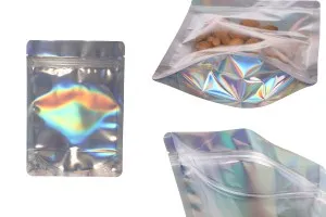 Aluminiumbeutel vom Typ Doy Pack, transparent mit Reißverschluss und der Möglichkeit, mit Heißsiegeln zu versiegeln 140x40x200 mm - 50 Stück-1