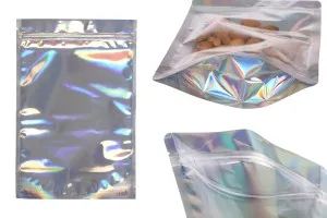 Aluminiumbeutel vom Typ Doy Pack, transparent mit Reißverschluss und Möglichkeit zum Versiegeln mit Heißsiegelung 200x50x300 mm - 50 Stück-1