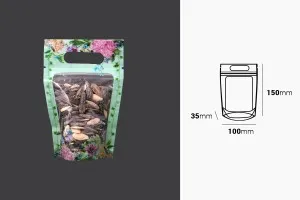 Σακουλάκια τύπου Doy Pack 100x35x150 mm διάφανα με κλείσιμο "zip", χειρολαβή και δυνατότητα σφράγισης με θερμοκόλληση - 50 τμχ-2