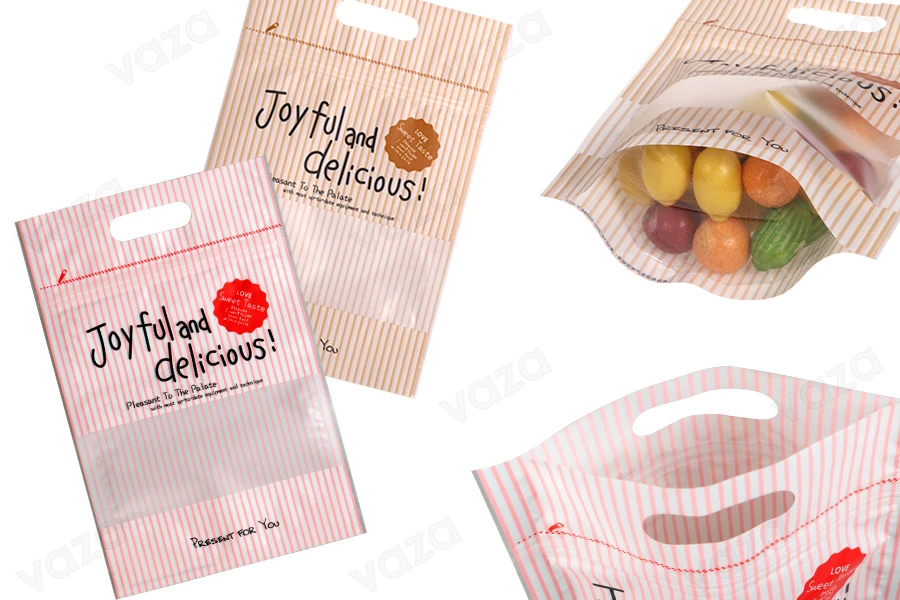 Σακουλάκια τύπου Doy Pack 150x40x230 mm με κλείσιμο "zip" και παράθυρο, χειρολαβή και δυνατότητα σφράγισης με θερμοκόλληση - 50 τμχ-εικόνα_προϊοντική