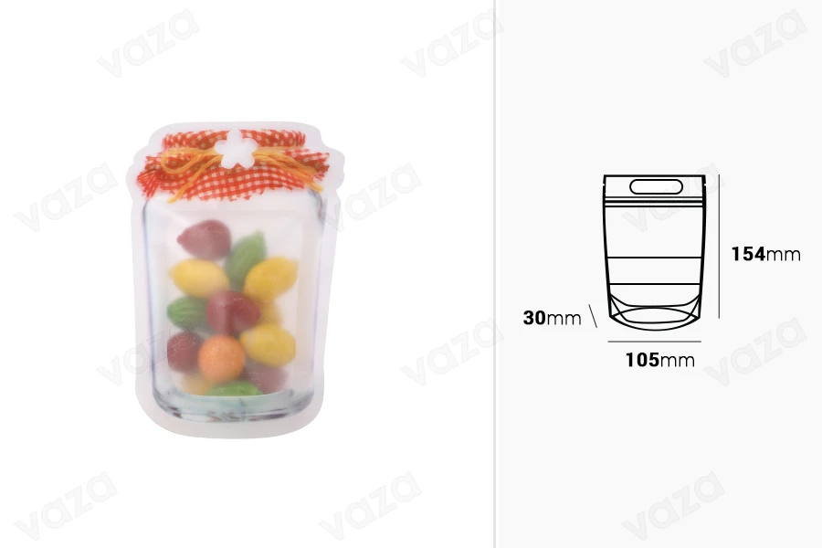 Σακουλάκια τύπου Doy Pack σε σχήμα βάζου 105x30x154 mm με κλείσιμο "zip" - 50 τμχ Σακουλάκια τύπου Doy Pack σε σχήμα βάζου 105x30x154 mm με κλείσιμο "zip" - 50 τμχ-εικόνα_διαστάσεις