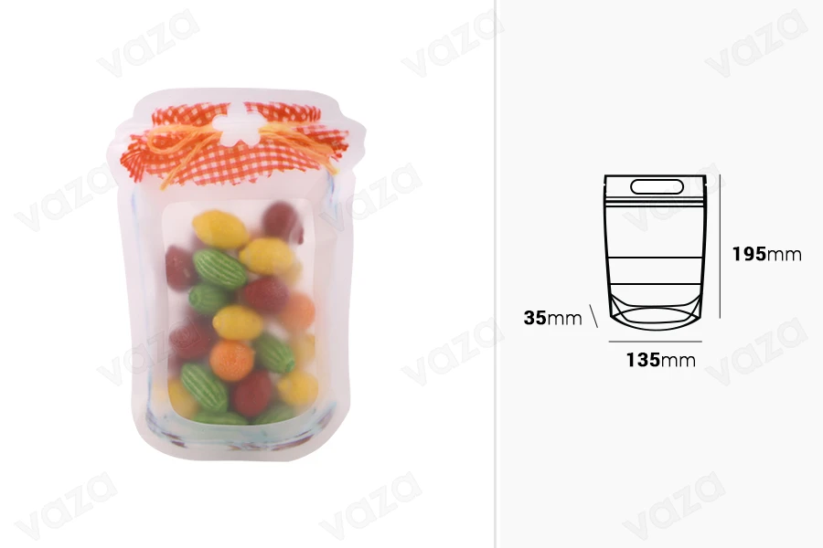 Σακουλάκια τύπου Doy Pack σε σχήμα βάζου 135x35x195 mm με κλείσιμο ''zip'' - 50 τμχ Σακουλάκια τύπου Doy Pack σε σχήμα βάζου 135x35x195 mm με κλείσιμο ''zip'' - 50 τμχ-εικόνα_διαστάσεις