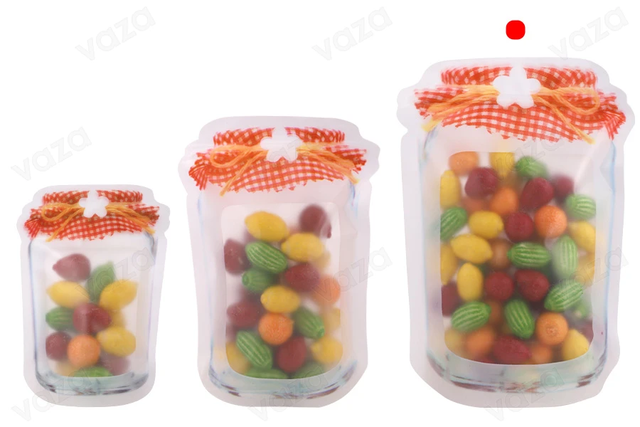 Sacchetti tipo Doy Pack a forma di barattolo 165x43x243 mm con chiusura a zip - 50 pz Sacchetti tipo Doy Pack a forma di barattolo 165x43x243 mm con chiusura a zip - 50 pz-