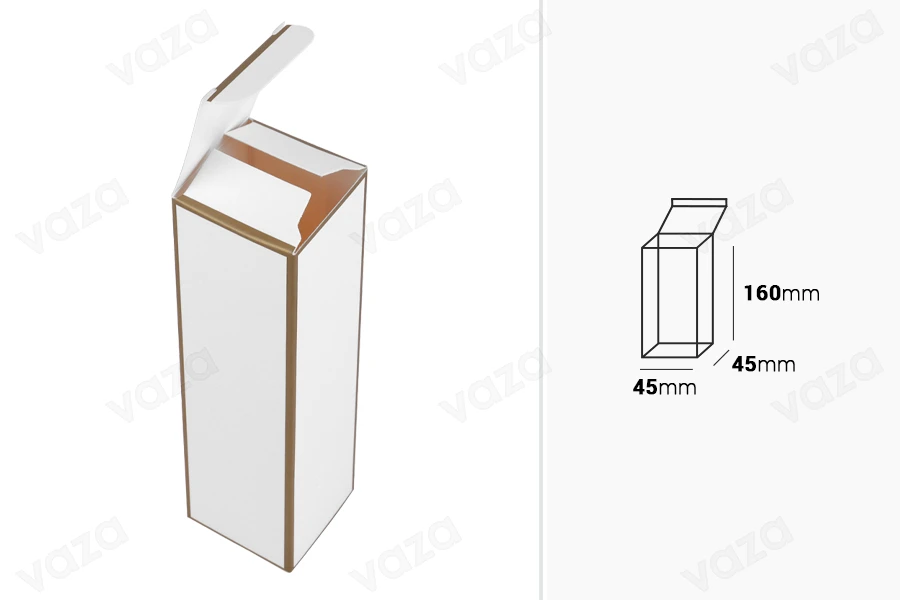 Golden edge paper box in size 45x45x160 mm - 20 pcs Golden edge paper box in size 45x45x160 mm - 20 pcs-εικόνα_διαστάσεις
