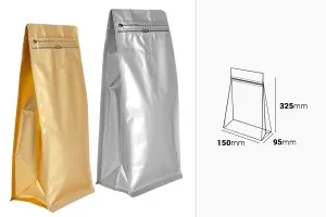 Aluminium Doypack Standbodenbeutel mit Ventil, Heißsiegelverschluss, Sicherheitsöffnungsband und Reißverschluss 150x95x325 mm - 25 Stk-2