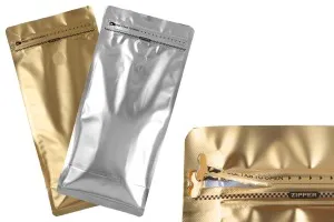 Aluminium Doypack Standbodenbeutel mit Ventil, Heißsiegelverschluss, Sicherheitsöffnungsband und Reißverschluss 150x95x325 mm - 25 Stk-5