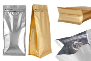 Aluminium Doypack Standbodenbeutel mit Ventil, Heißsiegelverschluss, Sicherheitsöffnungsband und Reißverschluss 150x95x325 mm - 25 Stk-1