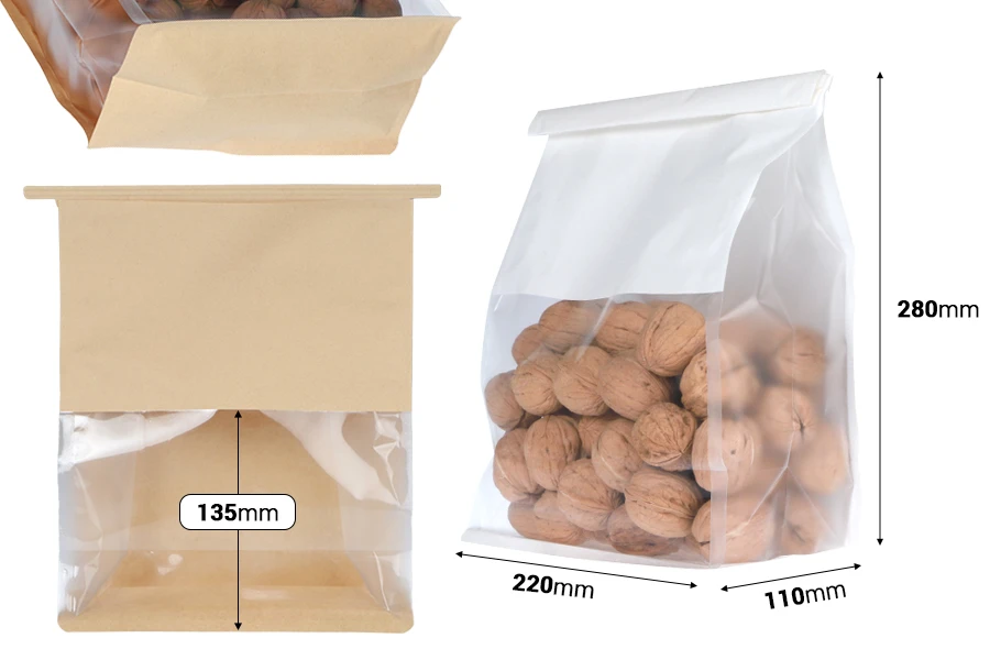Beutel mit Transparenz 220x110x280mm und Draht zum Verschließen (Blechbinder)