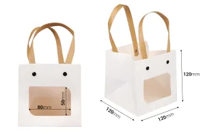 Τσάντα δώρου χάρτινη (210g) 120x120x120 mm λευκή με παράθυρο - 12 τμχ-2