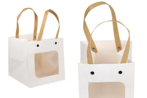 Τσάντα δώρου χάρτινη (210g) 150x150x150 mm λευκή με παράθυρο - 12 τμχ-1