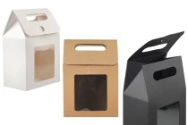 Τσάντα δώρου χούφτα χάρτινη 135x80x195 mm με παράθυρο - 12 τμχ