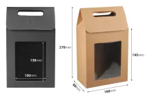 Τσάντα δώρου χούφτα χάρτινη 160x90x270 mm με παράθυρο - 12 τμχ