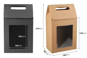 Busta regalo in carta manciata 160x90x270 mm con finestra - 12 pz-2