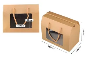 Paper box - gift bag 200x110x155 mm with string and window in various colors - 12 pcs-2