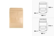 Σακουλάκια κραφτ τύπου Doy Pack 100x30x150 mm, με κλείσιμο zip, παράθυρο, εσωτερική και εξωτερική διάφανη επένδυση και δυνατότητα σφράγισης με θερμοκόλληση - 100 τμχ Σακουλάκια κραφτ τύπου Doy Pack 100x30x150 mm, με κλείσιμο zip, παράθυρο, εσωτερική και εξωτερική διάφανη επένδυση και δυνατότητα σφράγισης με θερμοκόλληση - 100 τμχ