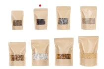 Σακουλάκια κραφτ τύπου Doy Pack 100x30x150 mm, με κλείσιμο zip, παράθυρο, εσωτερική και εξωτερική διάφανη επένδυση και δυνατότητα σφράγισης με θερμοκόλληση - 100 τμχ Σακουλάκια κραφτ τύπου Doy Pack 100x30x150 mm, με κλείσιμο zip, παράθυρο, εσωτερική και εξωτερική διάφανη επένδυση και δυνατότητα σφράγισης με θερμοκόλληση - 100 τμχ