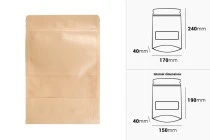 Σακουλάκια κραφτ τύπου Doy Pack 170x40x240 mm, με κλείσιμο zip, παράθυρο, εσωτερική και εξωτερική διάφανη επένδυση και δυνατότητα σφράγισης με θερμοκόλληση - 100 τμχ Σακουλάκια κραφτ τύπου Doy Pack 170x40x240 mm, με κλείσιμο zip, παράθυρο, εσωτερική και εξωτερική διάφανη επένδυση και δυνατότητα σφράγισης με θερμοκόλληση - 100 τμχ