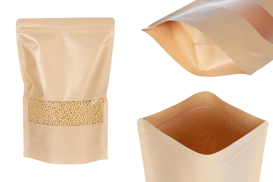 Σακουλάκια κραφτ τύπου Doy Pack 200x50x300 mm, με κλείσιμο zip, παράθυρο, εσωτερική και εξωτερική διάφανη επένδυση και δυνατότητα σφράγισης με θερμοκόλληση - 100 τμχ Σακουλάκια κραφτ τύπου Doy Pack 200x50x300 mm, με κλείσιμο zip, παράθυρο, εσωτερική και εξωτερική διάφανη επένδυση και δυνατότητα σφράγισης με θερμοκόλληση - 100 τμχ