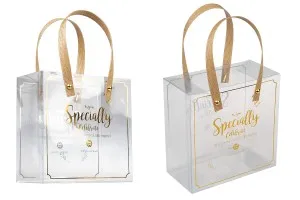 Boîte - sac cadeau 150x75x150 mm plastique transparent avec poignée - 12 pcs-1