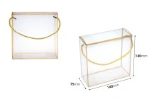 Gift box - bag 140x75x140 mm plastic transparent with string for handle - 12 pcs