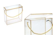 Gift box - bag 140x75x140 mm plastic transparent with string for handle - 12 pcs