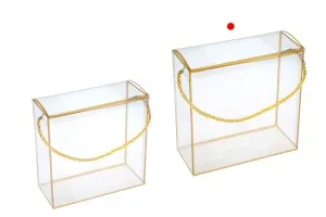 Boîte - sac cadeau 190x80x190 mm en plastique transparent avec ficelle pour poignée - 12 pcs-6