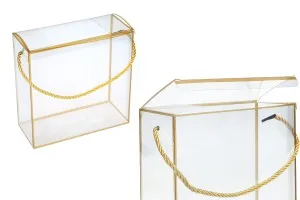 Boîte - sac cadeau 190x80x190 mm en plastique transparent avec ficelle pour poignée - 12 pcs-1