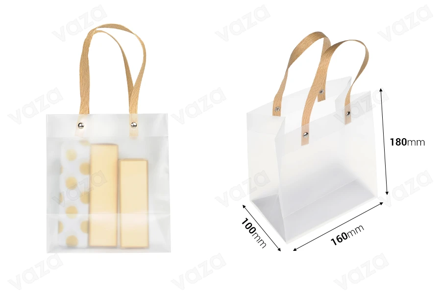 Τσάντα δώρου πλαστική 160x100x180 mm ημιδιάφανη με χερούλι - 12 τμχ Τσάντα δώρου πλαστική 160x100x180 mm ημιδιάφανη με χερούλι - 12 τμχ-εικόνα_διαστάσεις