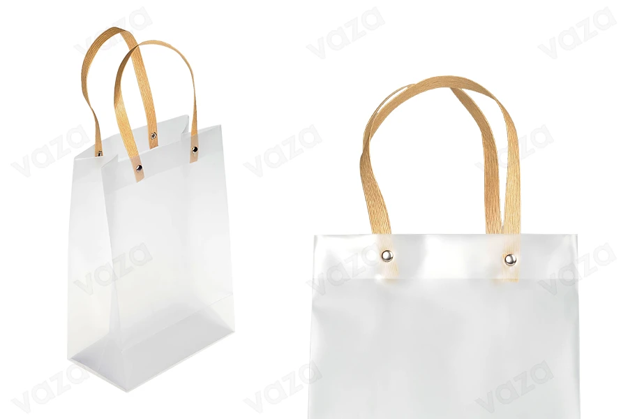 Geschenktüte aus Plastik 180x100x260 mm halb-durchsichtig mit Griff - 12 Stück Geschenktüte aus Plastik 180x100x260 mm halb-durchsichtig mit Griff - 12 Stück-produktbild