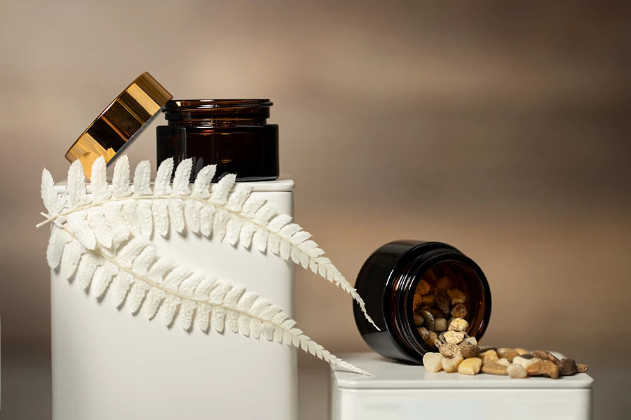 Βαζάκι γυάλινο καραμελέ 15 ml για κρέμα - χωρίς καπάκι