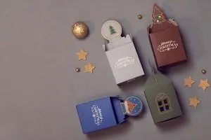 Boîte cadeau de Noël en papier 85 x 85 x 100 mm dans différents motifs - 25 pcs-8