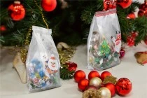 Πλαστικά σακουλάκια 85x65x225 mm με χριστουγεννιάτικες φιγούρες και δυνατότητα σφράγισης με θερμοκόλληση - 50 τμχ