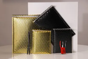 Enveloppes à bulles d'air aux dimensions 13x19 cm en couleur noir brillant - 10 pcs-6