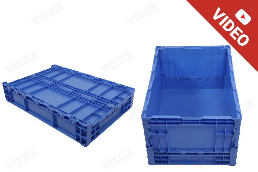 Caisse pliante aux dimensions 650 x 435 x 310 mm de couleur bleue-photo_produit
