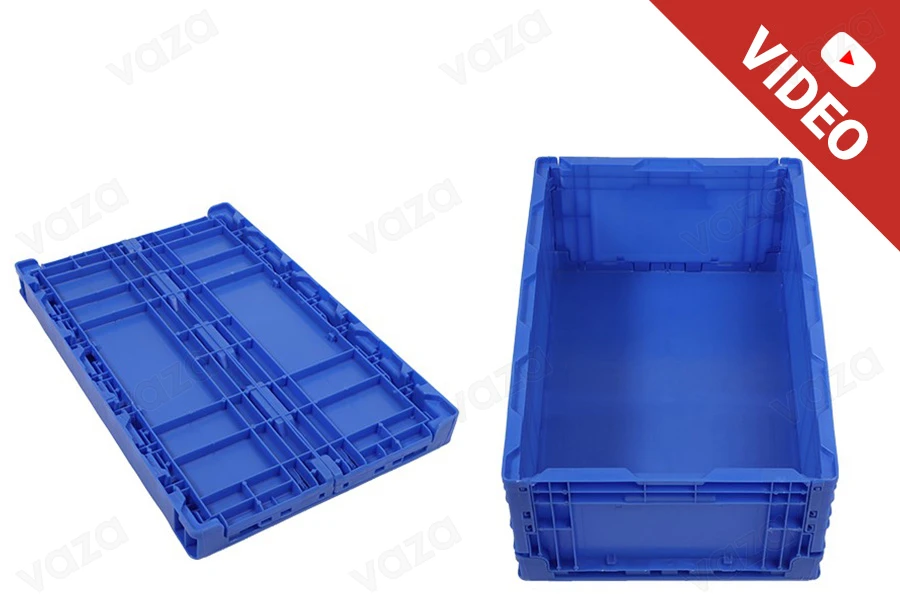 Caisse pliante aux dimensions 550 x 365 x 210 mm de couleur bleue Caisse pliante aux dimensions 550 x 365 x 210 mm de couleur bleue-photo_produit