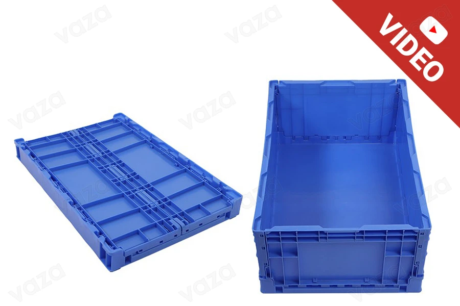 Caisse pliante aux dimensions 650 x 435 x 260 mm de couleur bleue-photo_produit