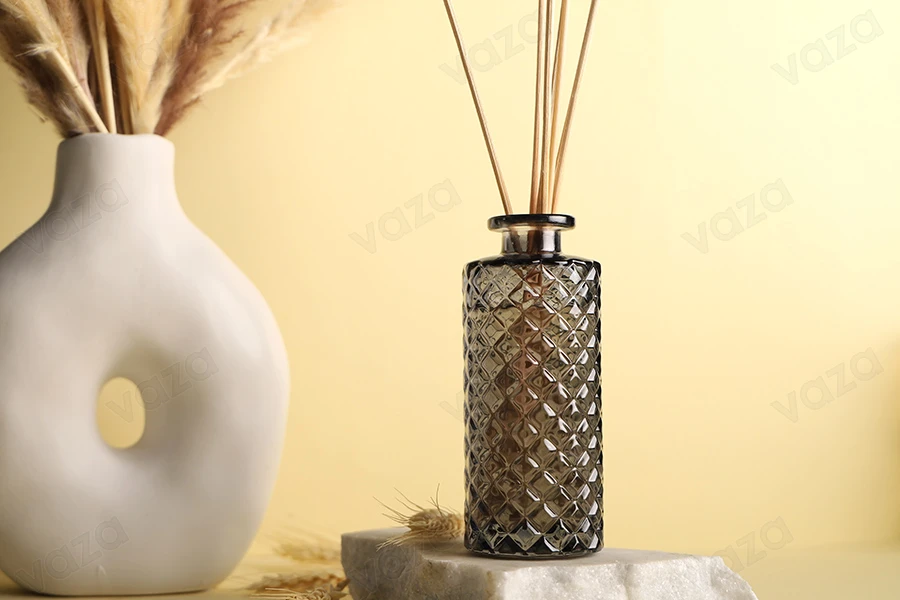 Bottiglia decorativa in vetro goffrato da 150 ml per diffusore a bastoncini-gruppo_immagini