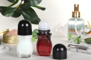 Glass bottle roll on 30 ml with black plastic cap - 6 pcs-3