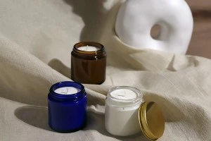 Glass blue jar 100 ml with aluminum cap and inner liner-2