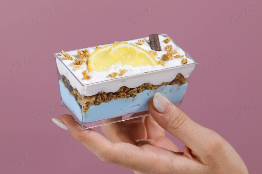 Cup (bowl) 140 ml in rectangular shape for sweets - 25 pcs-image_group