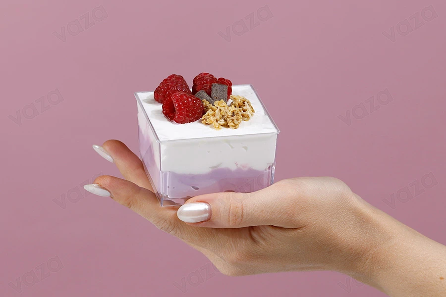 Cup (bowl) 150 ml in square shape for sweets - 25 pcs-photo_groupe
