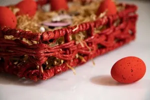 Rectangular wicker basket, maize woven with metal wire frame in many colors in size 300x200x68-3