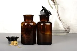 Flacon de pharmacie en couleur caramel avec bouchon en verre 250ml-2