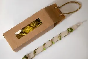 Kraft paper standing-up box-bag with rope handle and window in size 100x80x230 - 20 pcs-5