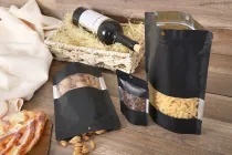Σακουλάκια αλουμινίου τύπου Doy Pack, με κλείσιμο "zip", παράθυρο και δυνατότητα σφράγισης με θερμοκόλληση 90x30x140 mm - 100 τμχ