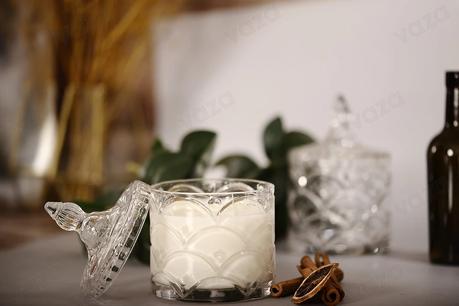 Glass beacon with embossed patterns and lid 160x100 mm Glass beacon with embossed patterns and lid 160x100 mm-image_group